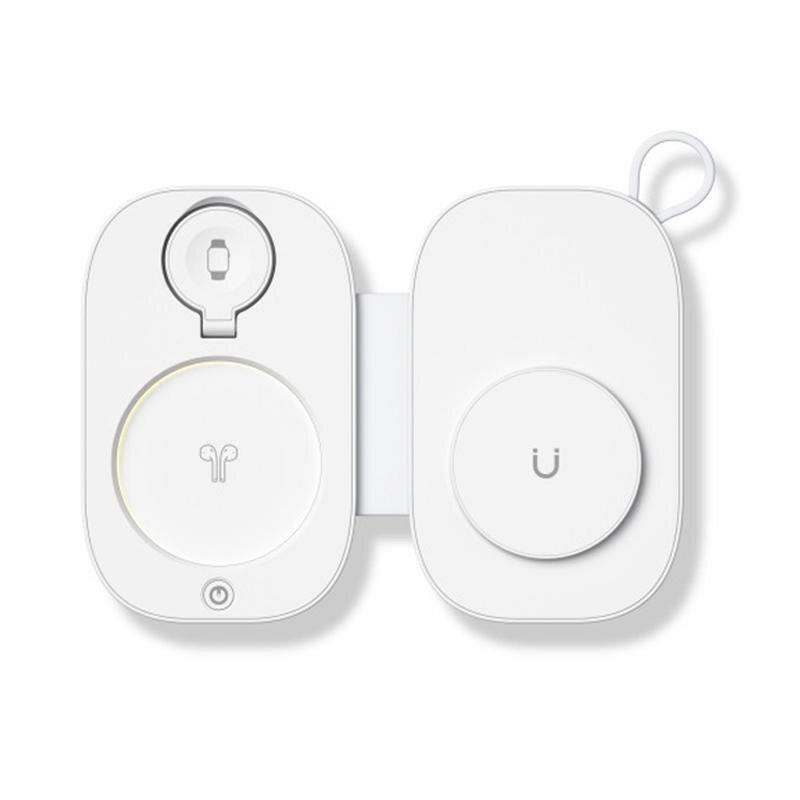 Складная магнитная беспроводная зарядная станция i100 T5 3 в 1 15 Вт для iPhone, Apple Watch и AirPods, белая