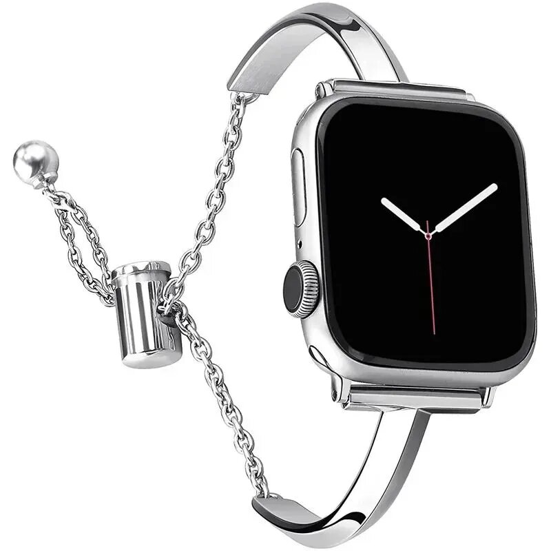 Роскошные часы Band для Apple Watch 9 8 7 6 Se 5 4 3 , женщины стальной браслет для IWatch 41 40 38 мм