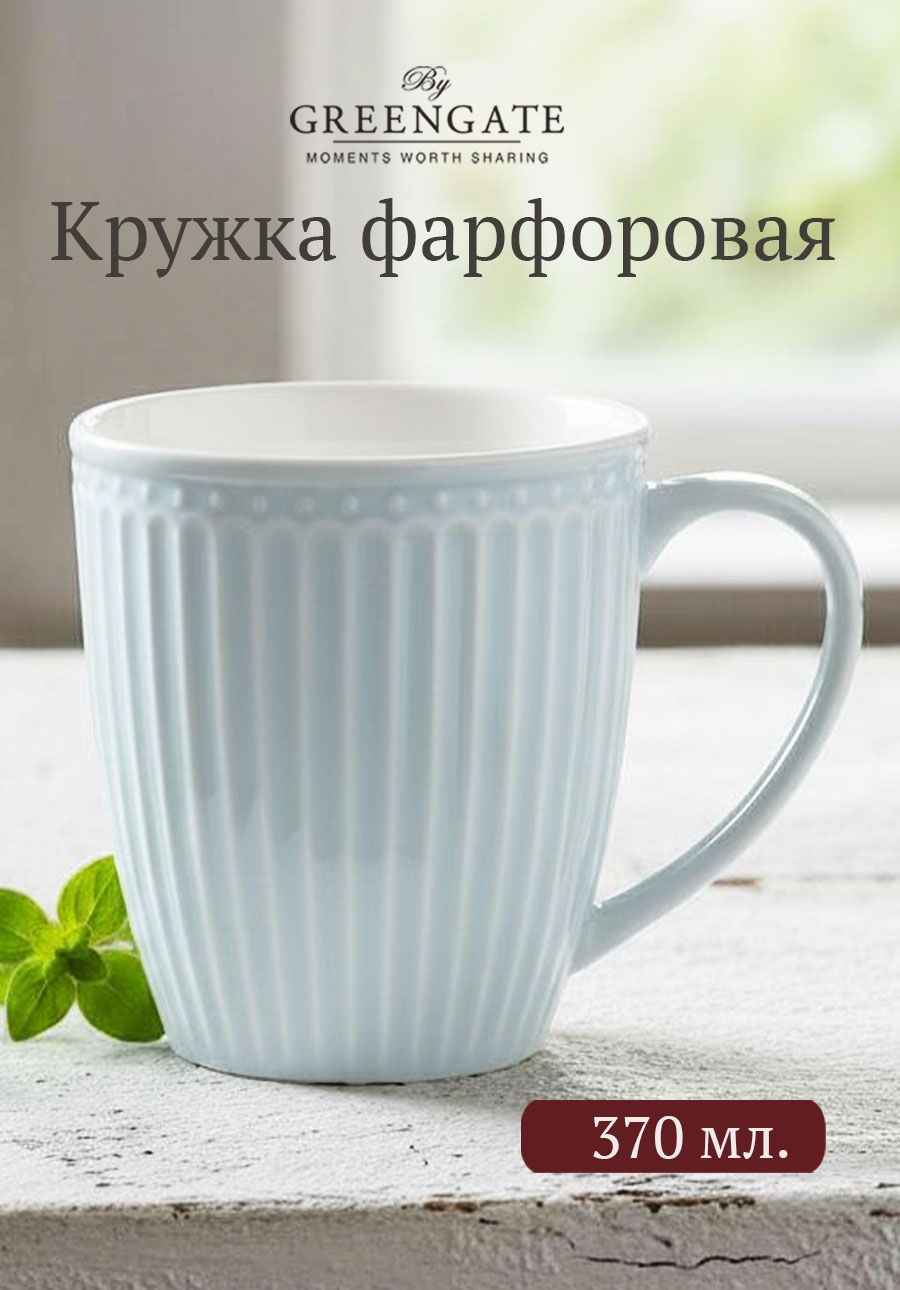 Кружка Greengate Alice pale blue, фарфор, 370 мл