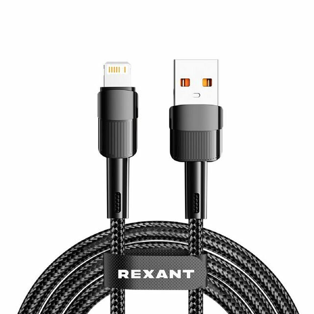 Кабель USB-Lightning REXANT 18-7060 2,4А 1м черный