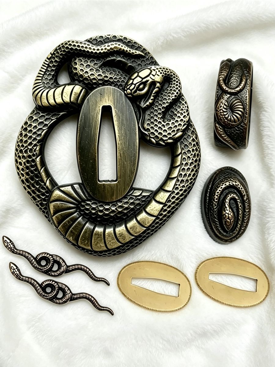 Комплект Сплав фурнитуры для катаны Tsuba Fuchi Menuki Kashira Seppa из - за японского самурайского меча гарда-аксессуар