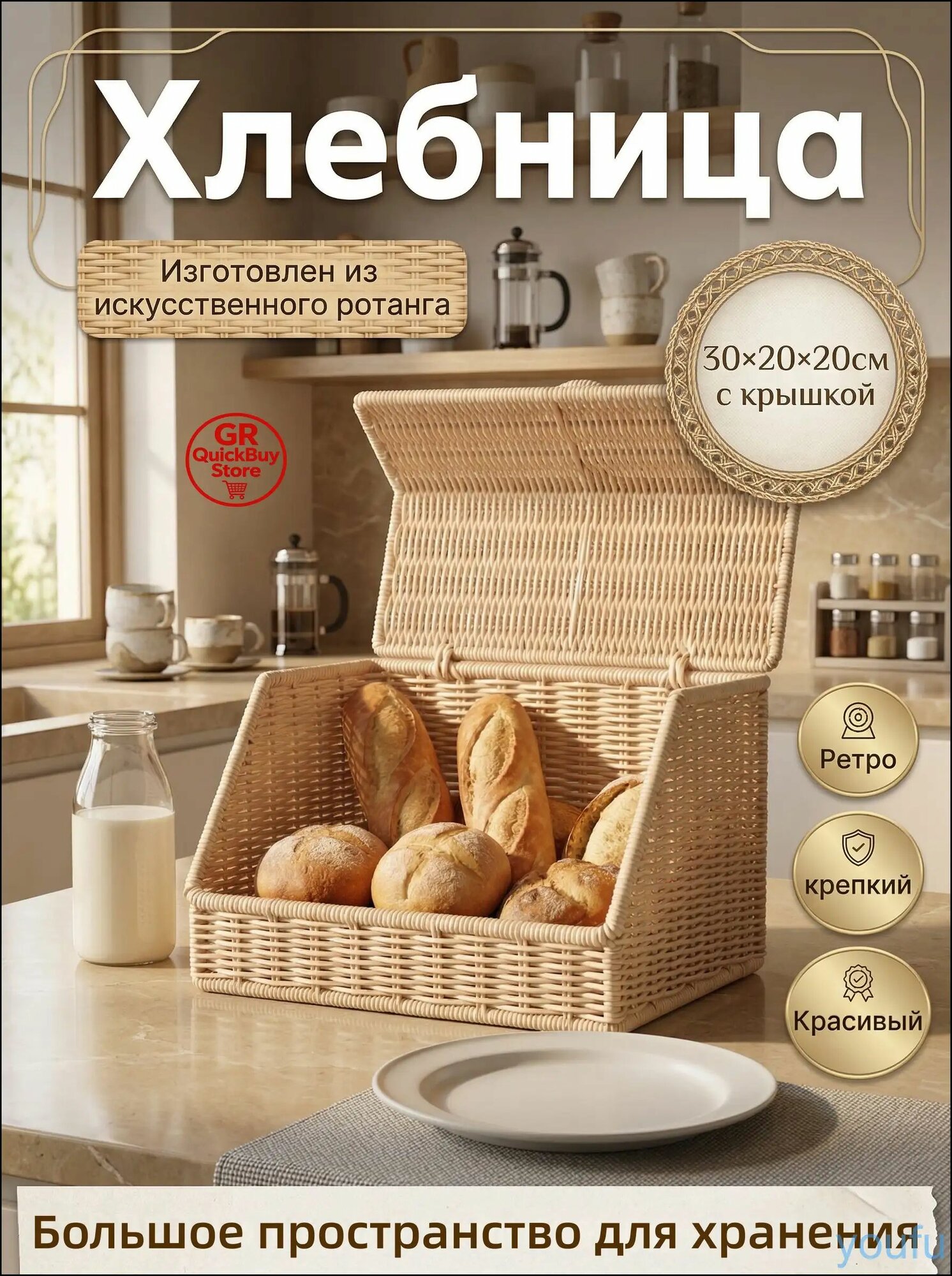 Хлебница 30х20х20 см премиум