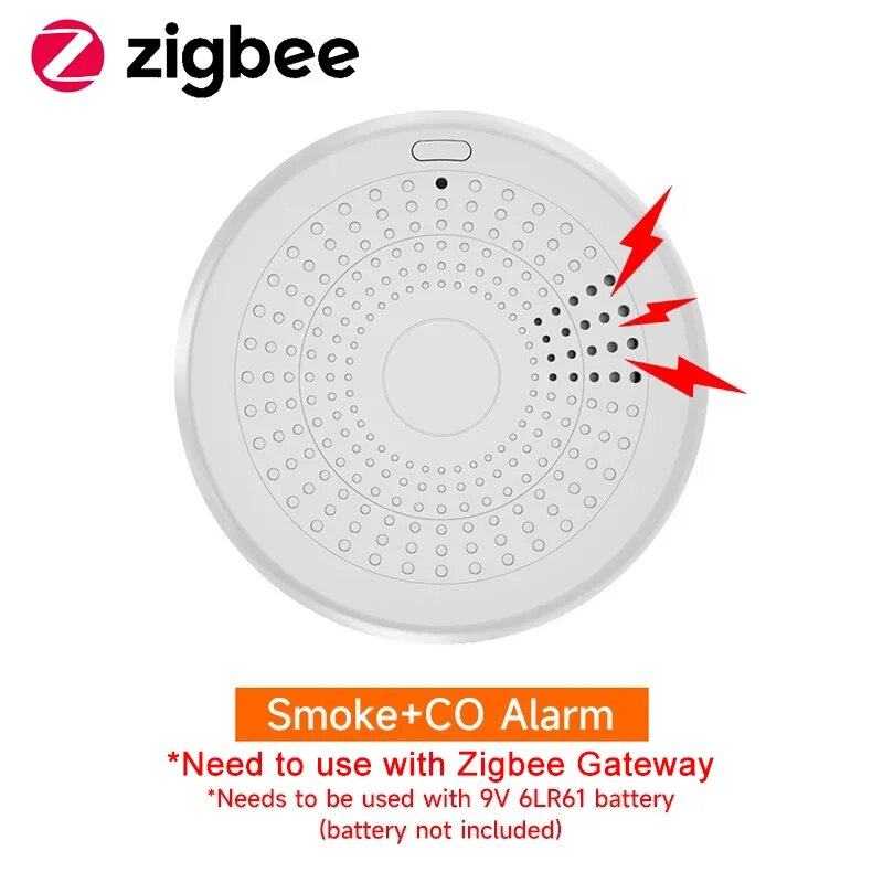 IHseno умный детектор дыма и угарного газа Tuya Zigbee Белый, 1PCS(need gateway)