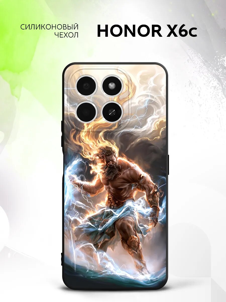 Чехол на Honor X6c, Хонор Икс6с защита камеры, накладка с рисунком Зевс бог античность