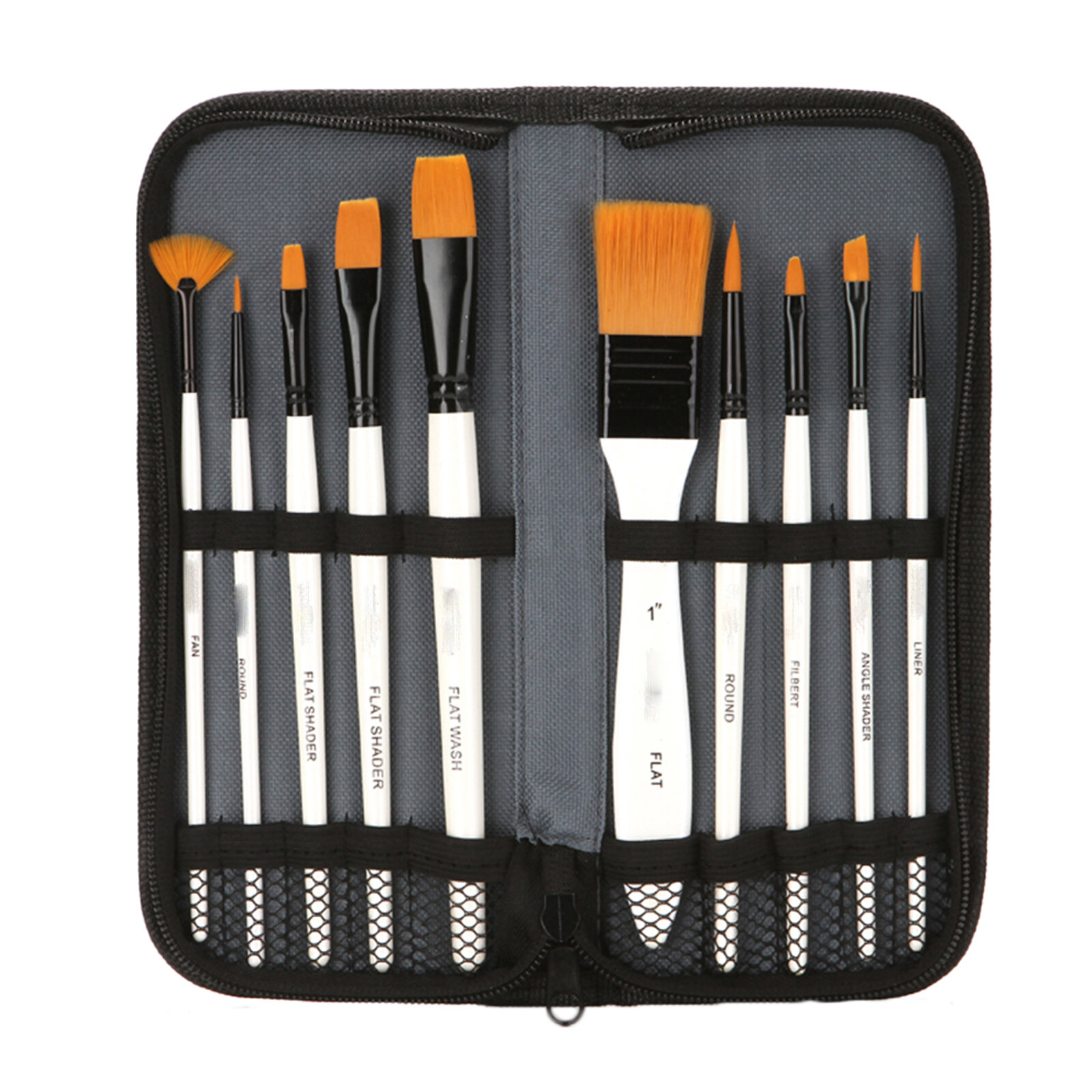 Набор черных кистей из бамбука с нейлоновым ворсом для живописи из 10 штук