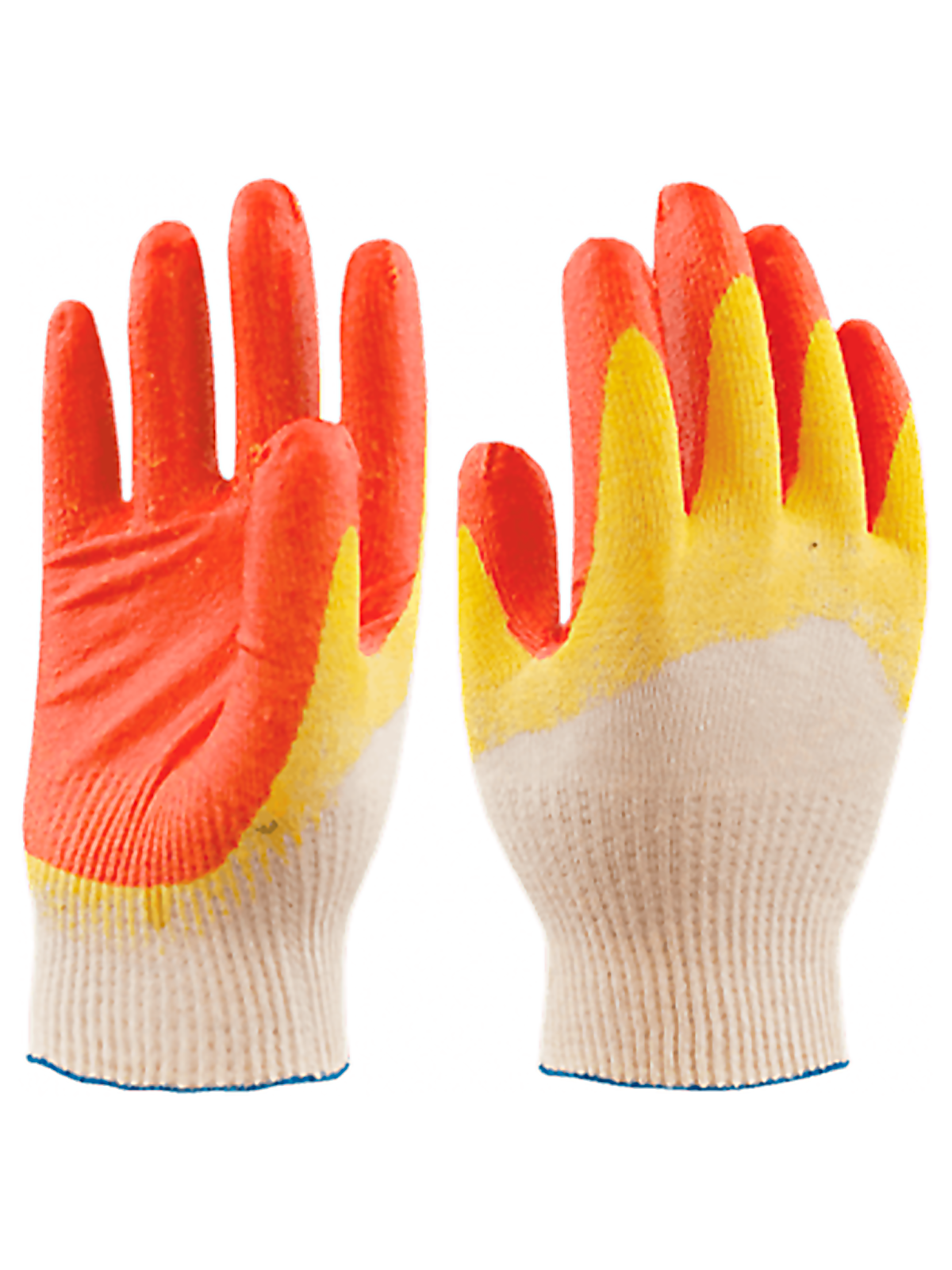 Перчатки ХБ рабочие строительные хозяйтсвенные обливные белые"оранж" спец-sb