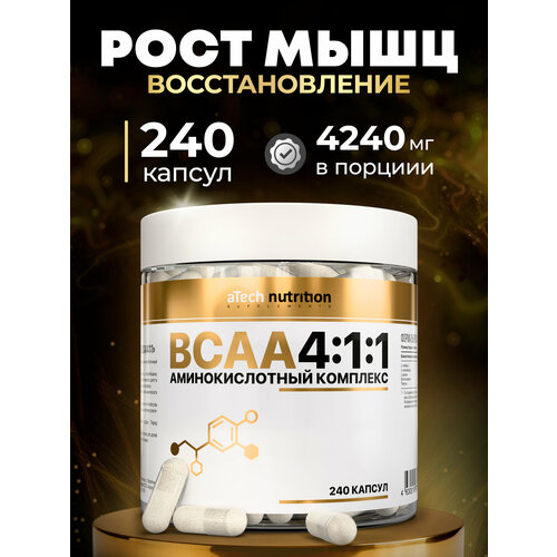 Аминокислотный комплекс BCAA /ВСАА 4:1:1, aTech Nutrition 240 капсул