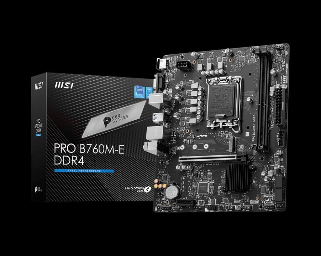 Материнская плата MB, MSI PRO B760M-E DDR4, LGA1700, Micro-ATX