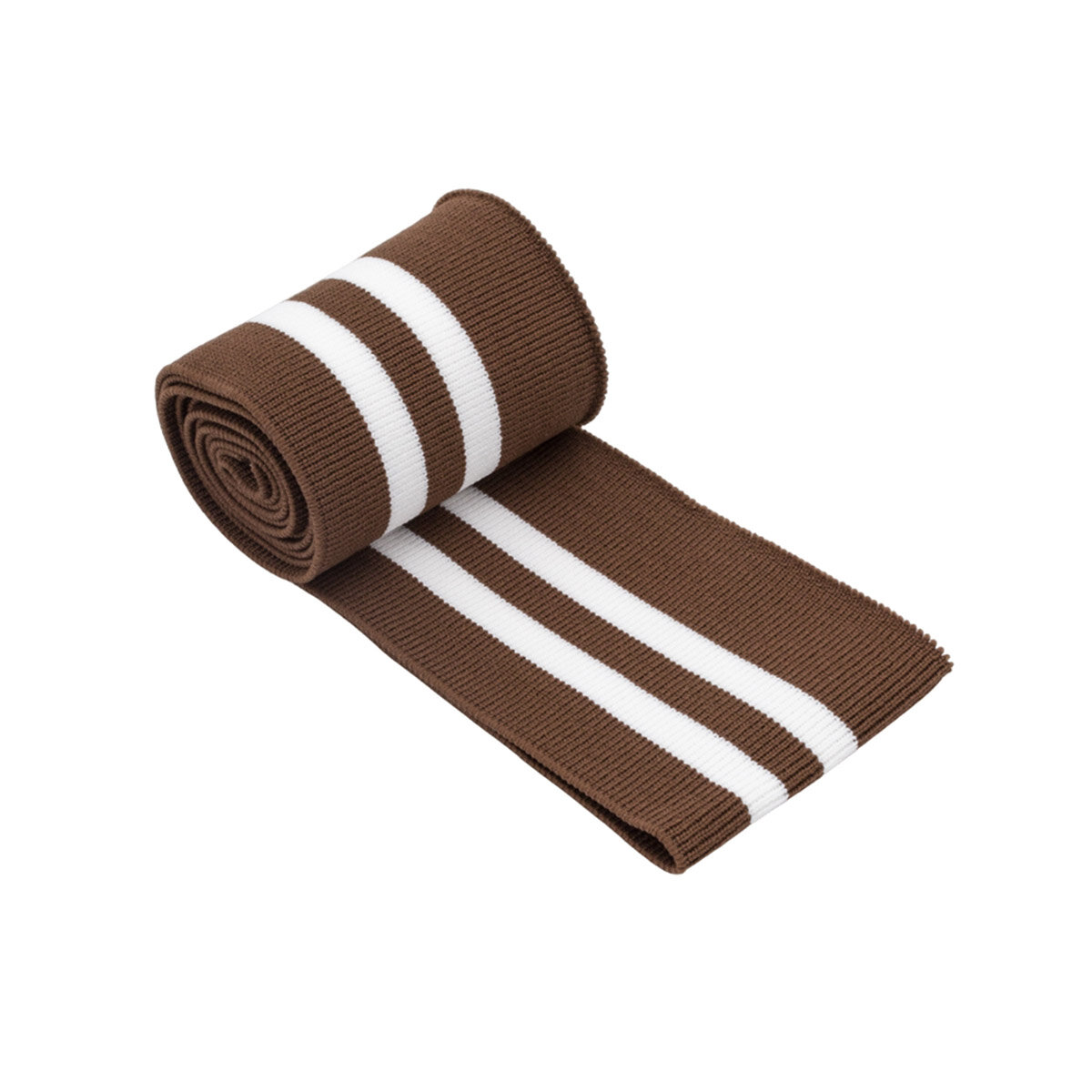 Подвяз трикотажный для шитья, ширина 6 см, длина 120 см, цвет коричневый с белым