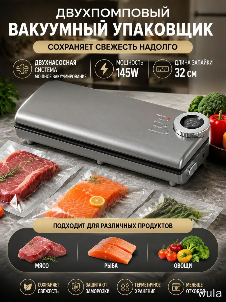 Вакууматор для продуктов с резаком/ Вакуумный упаковщик