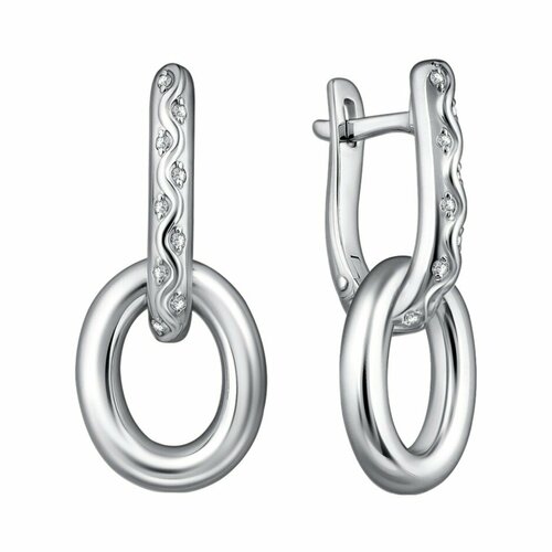 фото Серьги яхонт, серебро, 925 проба, фианит, , бесцветный