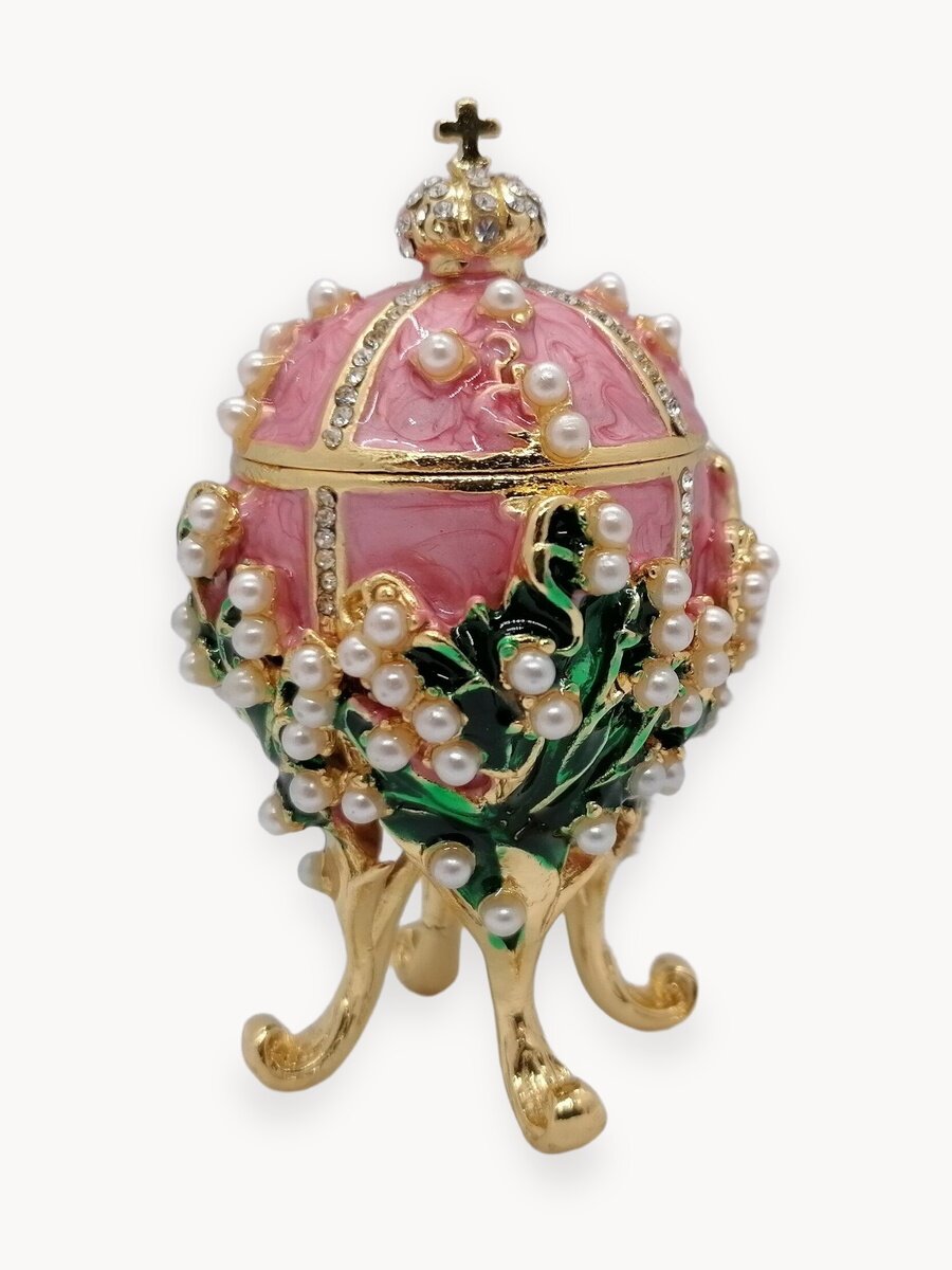 Яйцо Фаберже Ландыш малое, с жемчугом, розовое