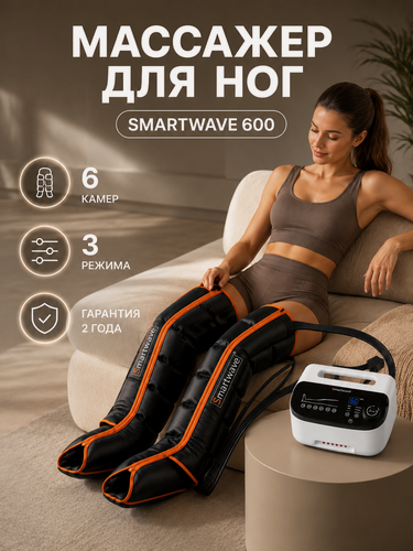 Изображение товара Массажер для ног SMARTWAVE 600. Профессиональный компрессионный лимфодренажный массажер для ног (6 камер)