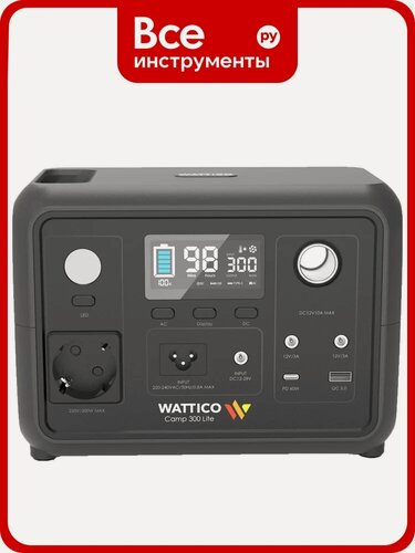 Изображение товара Портативная зарядная станция WATTICO аккумуляторный генератор с розеткой 220В Camp Lite 300Вт 256Втч Lifepo4 camp300_lite