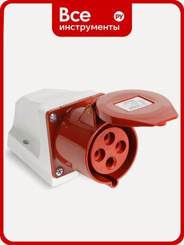 Изображение товара Розетка Smartbuy стационарная наружная 124 3Р+РЕ 32А 380В IP44, SBE-32-LS4-380 корпус из пластика, крепление на стену