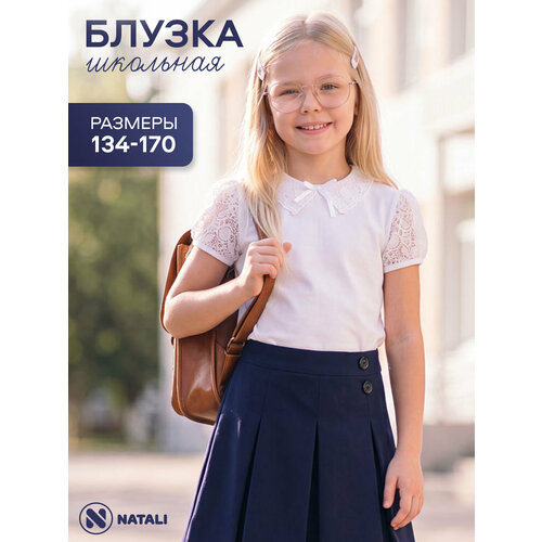 фото Школьная блуза натали суслова, размер 146, белый
