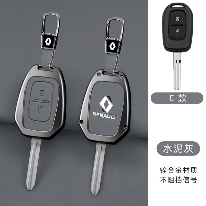 Автомобильный чехол для ключа Renault E-style 2-кнопочный с креплением B01, серый цементный, под модели Clio, Koleos,