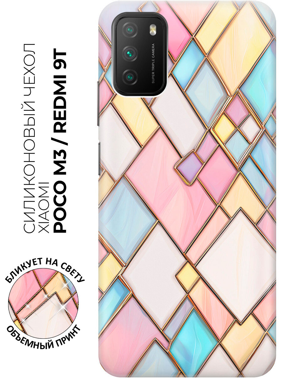 Силиконовый чехол на Xiaomi Redmi 9T / Poco M3 с принтом "Мозаика ромбов"