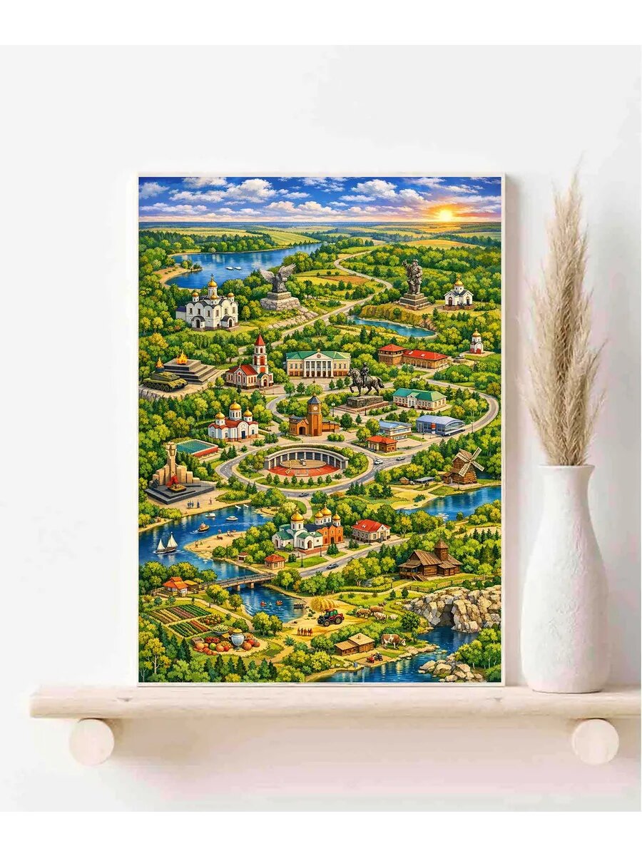 Короча, Россия, Fantasy MapКарта, Плакат 30x42см