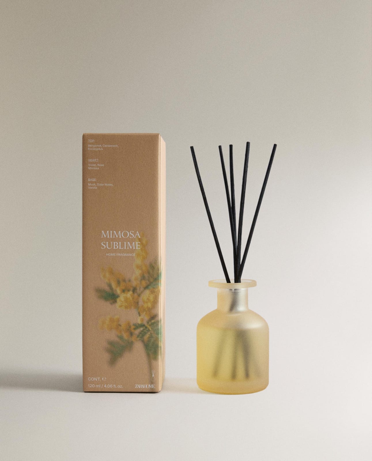 Ароматический диффузор Zara Home Mimosa Sublime, 120 мл, 22 x 7 x 7 см, желто-черный 6426/703/300-99