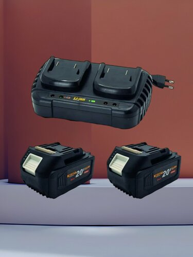 Изображение товара Набор аккумуляторный Procraft: 2 аккумулятора 20V 4Ah (высокотоковые) и двойное зарядное устройство ZAR20/2
