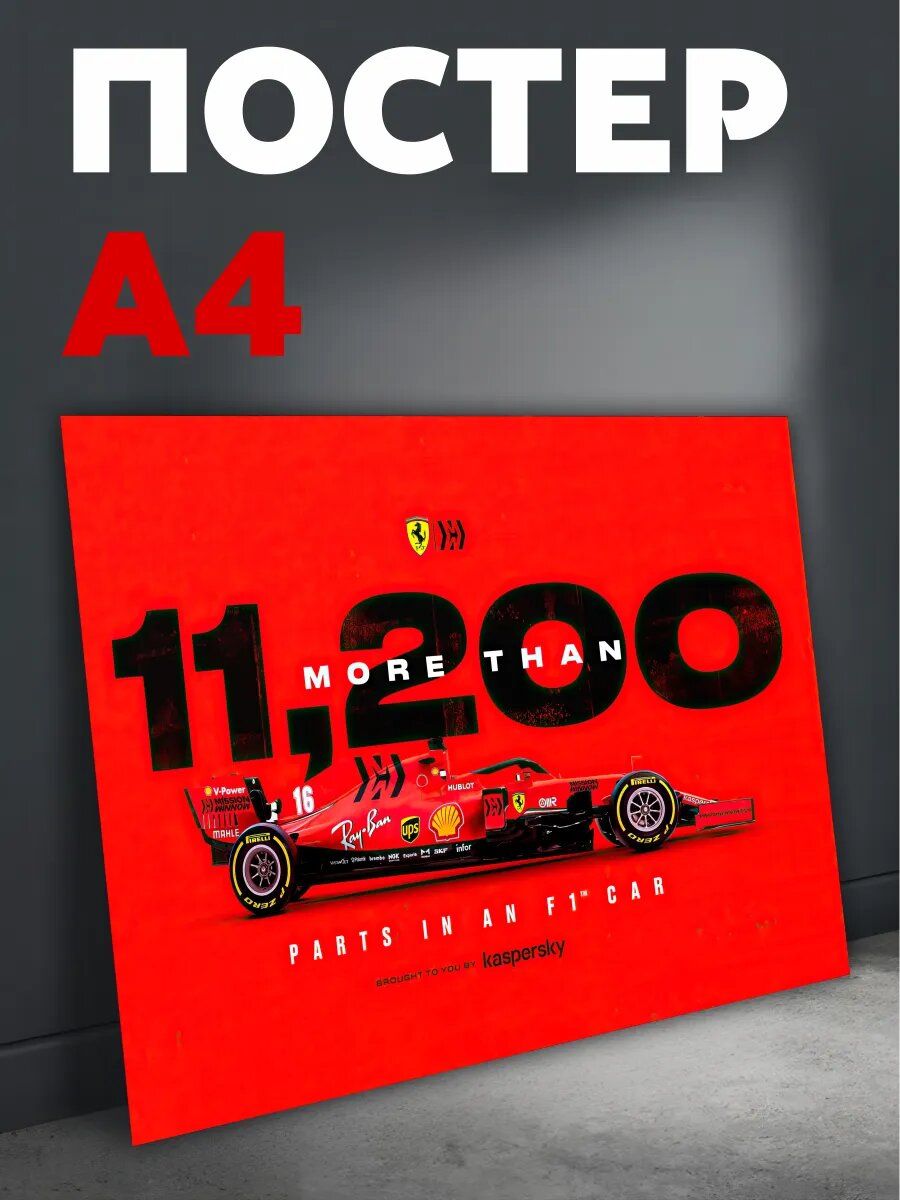 Постер на стену Формула 1 Scuderia Ferrari плакат А4