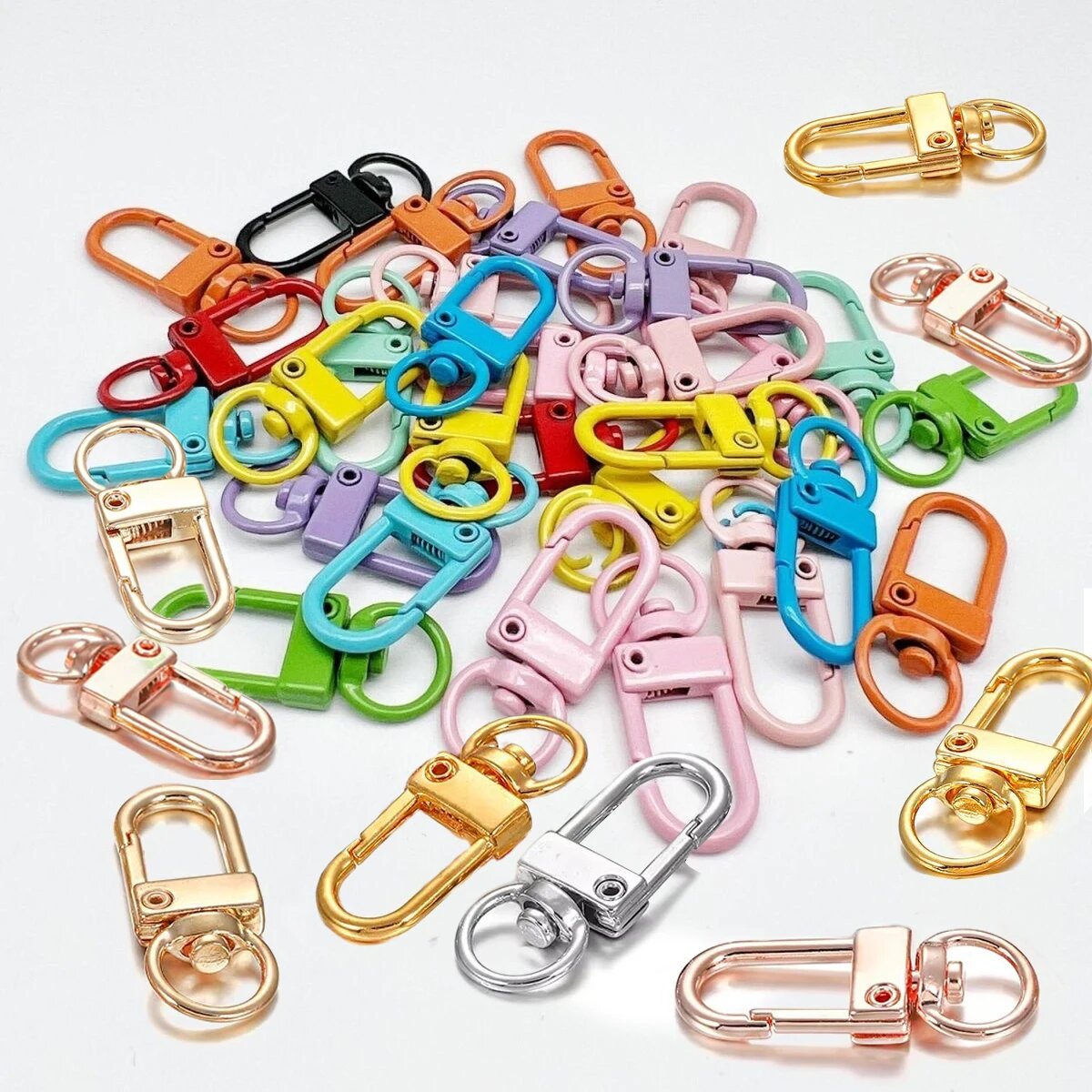 Карабины-застежки из цинкового сплава для ключей 50pcs, Mixed Color B