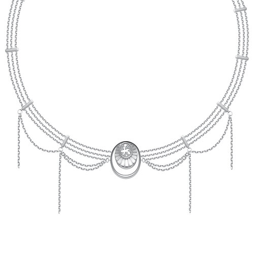 фото Колье diamant online, серебро, 925 проба, родирование, бриллиант, длина 38 см., прозрачный