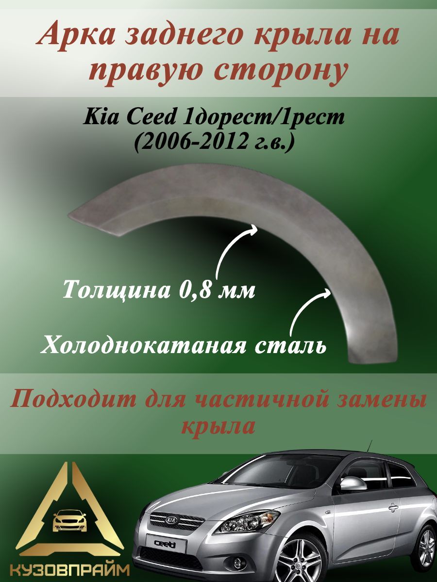 Арка ремонтная задняя правая Киа Сид 1 (Хэтчбек 3 двери), холоднокатаная сталь 0.8мм, 1шт.