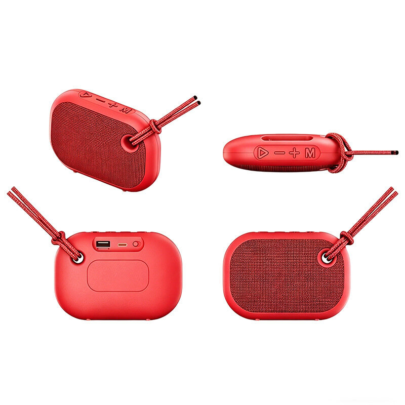 Красная мини Bluetooth колонка с ручкой, ультратонкий ночной сабвуфер, TF карта, USB, FM, MIC, подарок, портативный