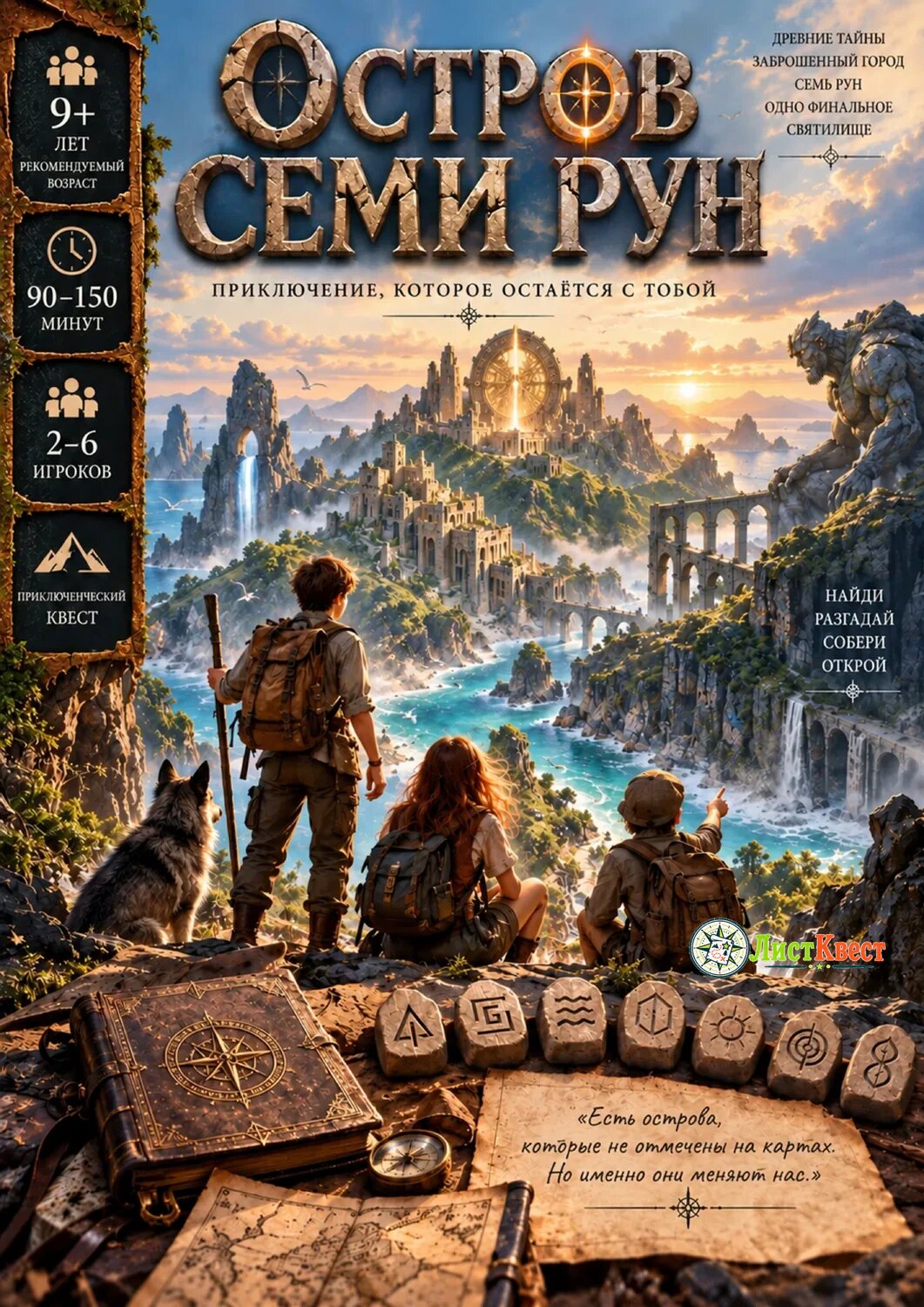 Квест «Остров семи рун» — цветной PDF-комплект для домашней печати