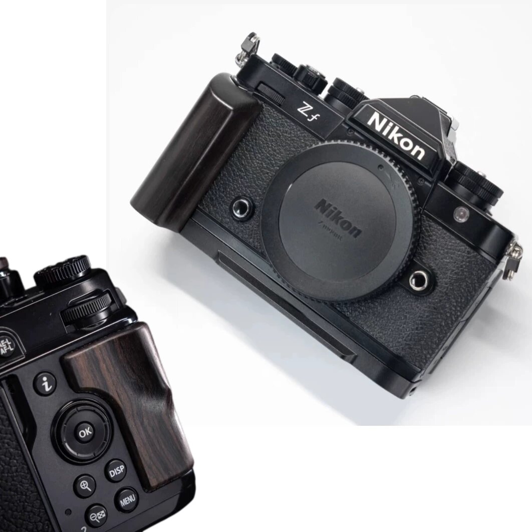 Деревянная рукоятка для камеры Nikon ZF с материалом из лиловой сандаловой древесины и черной подставкой - функция