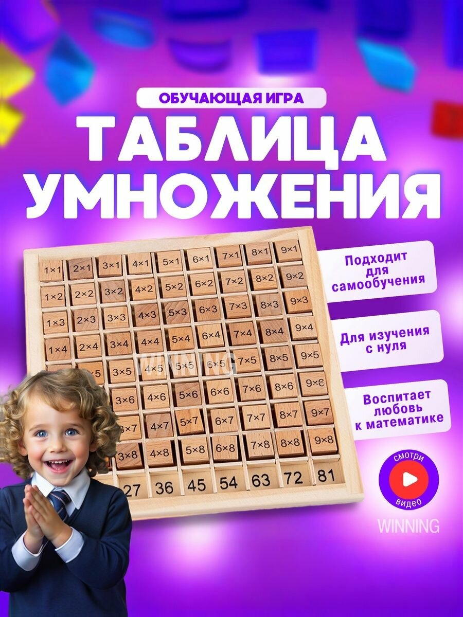 Игровой набор "Таблица умножения" для школьника. Математическая развивающая обучающая игра головоломка. Таблица Пифагора