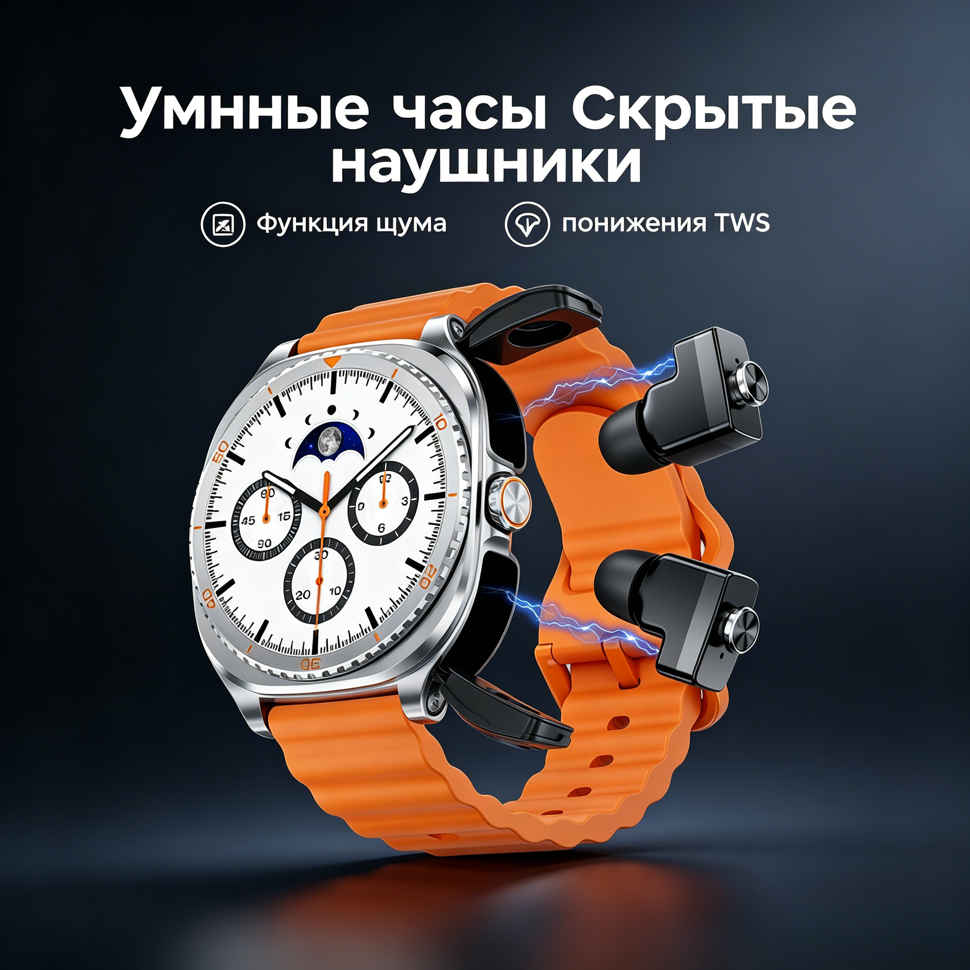 Умные часы 2 в 1 с беспроводными наушниками, Bluetooth звонки, пульсометр, шагомер, музыкальный плеер