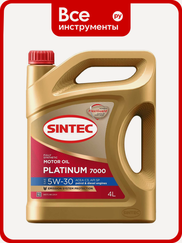 Изображение товара Моторное масло Sintec PLATINUM 7000 SAE 5W-30 API SP, ACEA C3 4 л 600149