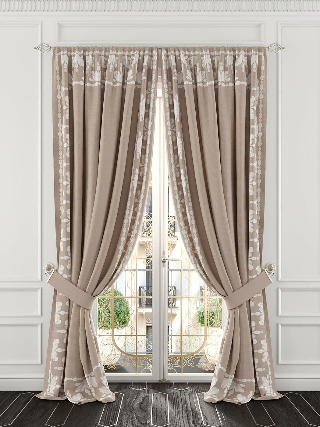 Штора для спальни и гостиной готовая 220x280 см с рисунком (980369-280)
