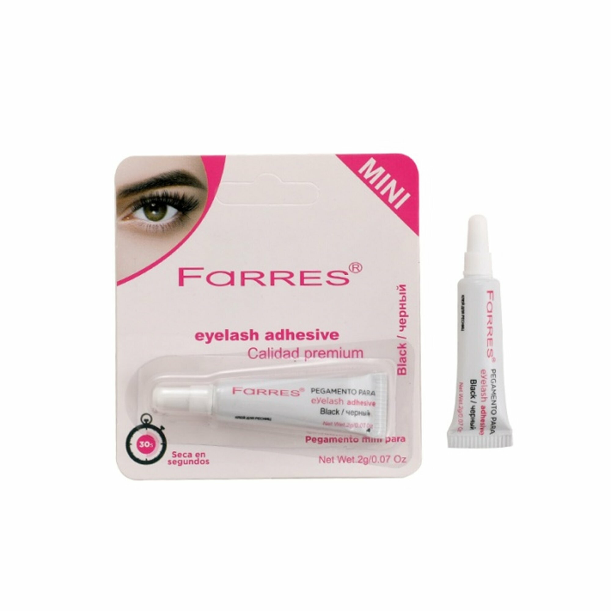 Клей для ресниц и пучков Farres Pretty 30 секунд, черный, 2 гр