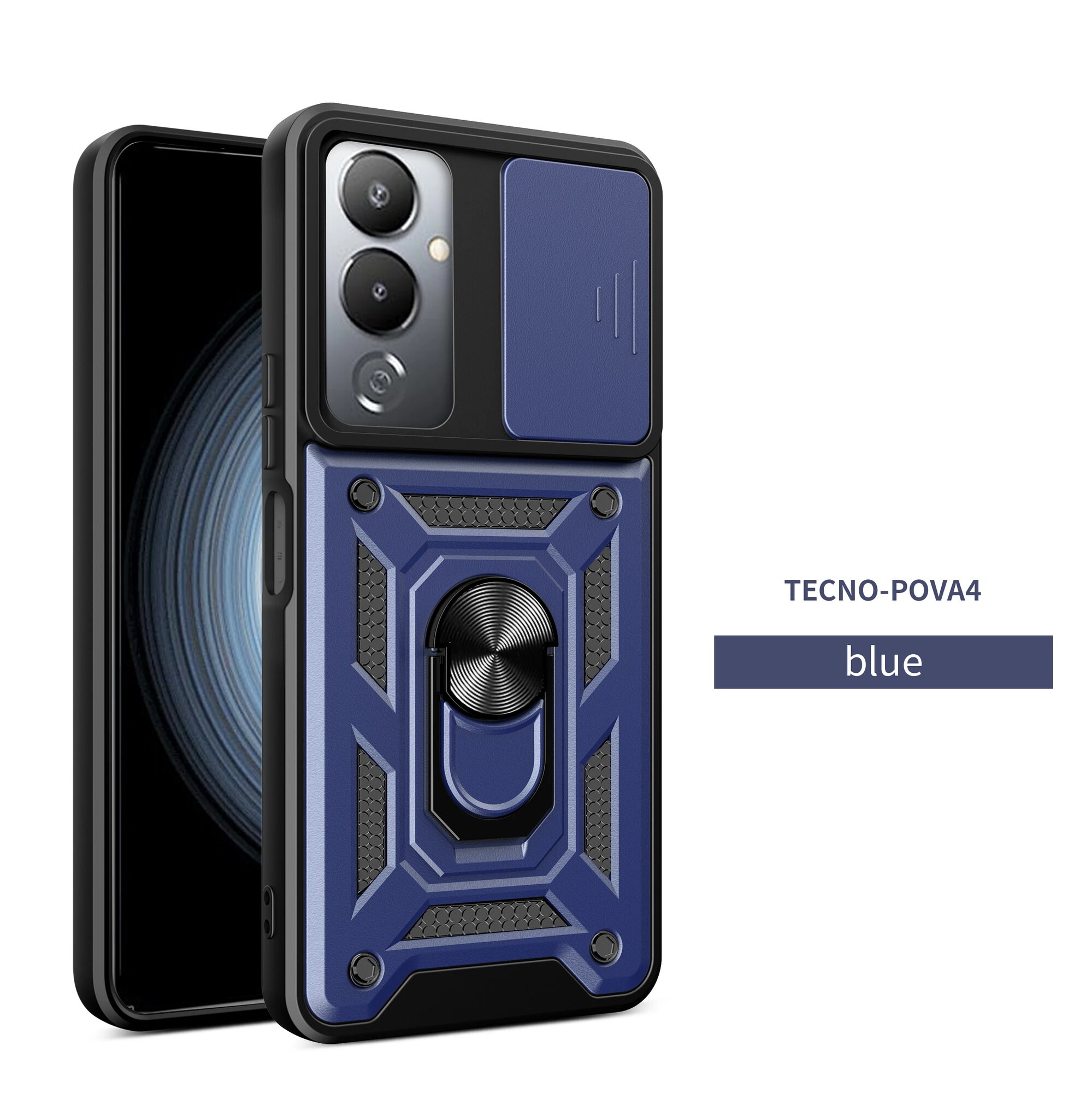 Чехол Tecno Pova 4 Pro/4 С Магнитным Кольцом-держателем - Защитный Чехол Tecno Pova 4, SJ Navy Blue