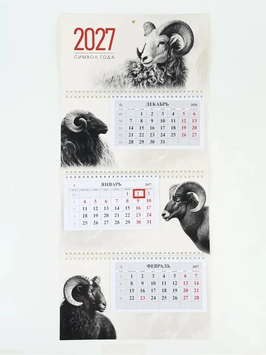 Квартальный календарь с символом 2027