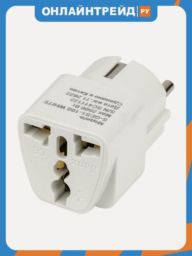 Изображение товара Сетевой переходник Uniel S-GES1-10S WHITE, 10А, 2500Вт, с заземлением. Белый, UL-00010561