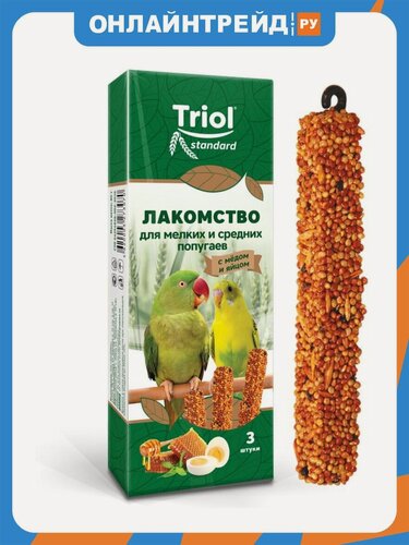 Изображение товара Лакомство Triol Standard для мелких и средних попугаев с мёдом и яйцом (уп. 3 шт), 80г