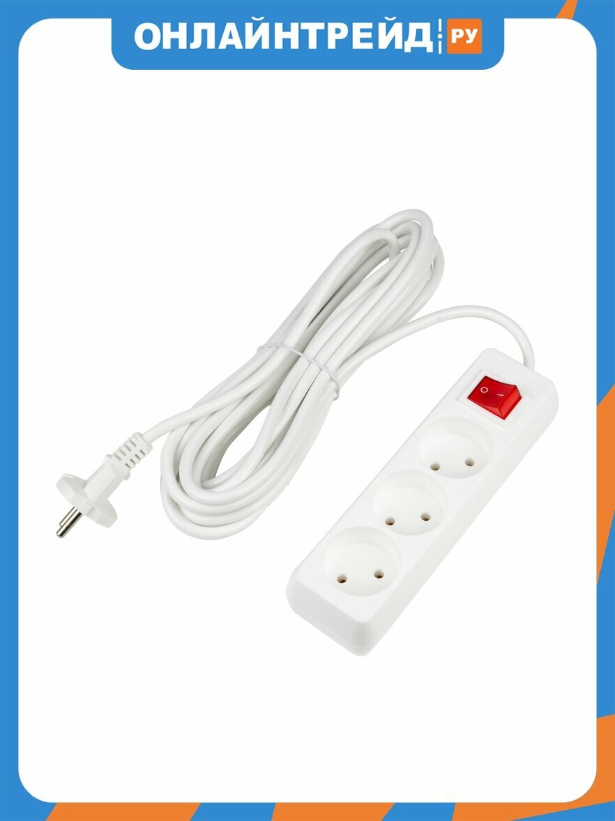 Удлинитель Uniel серии Ultra, шнур 7м S-CU3-7B WHITE 3 гнезда, 10A, б/з