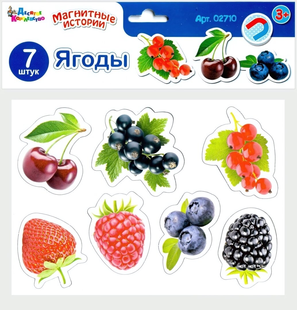 Магниты на холодильник "Магнитные истории" 7 штук ягоды, с европодвесом, для детей от 3 лет