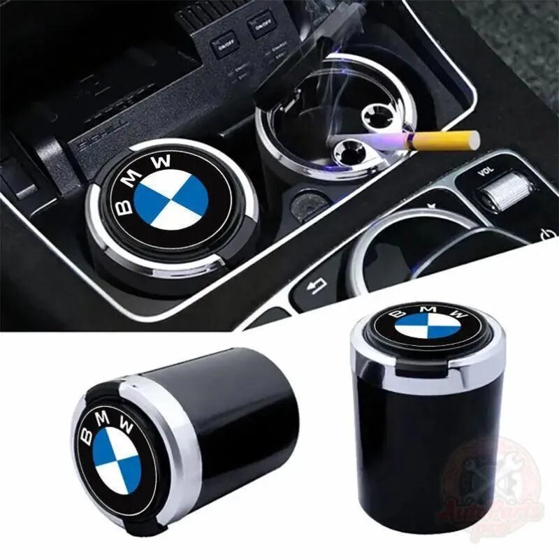 Пепельница автомобильная с логотипом BMW БМВ, с крышкой и подсветкой BMW БМВ