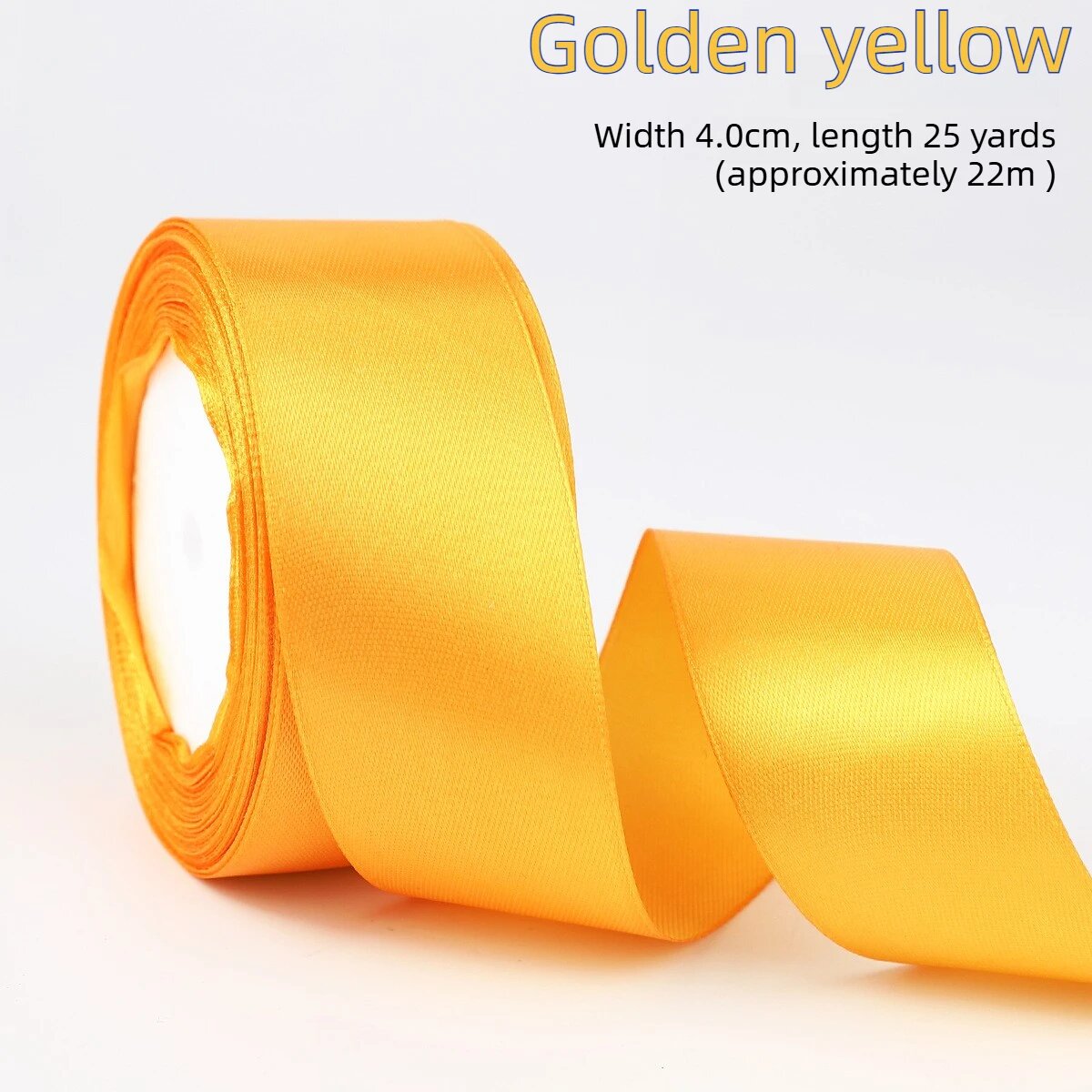 Атласная лента Golden yellow, 4 см, 22 м