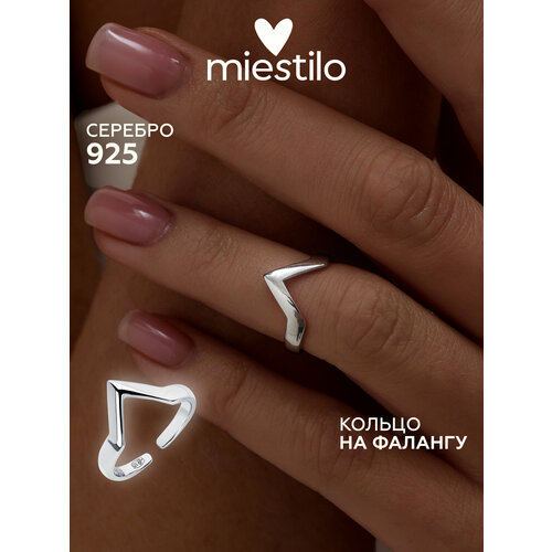 фото Кольцо разъемное miestilo, серебро, 925 проба, родирование, размер 15.5, серебристый