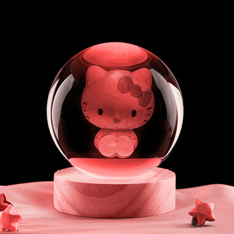 6см кристаллический шар с радужным светом и деревянной подставкой - 3D лазерная гравировка звездного неба для спальни