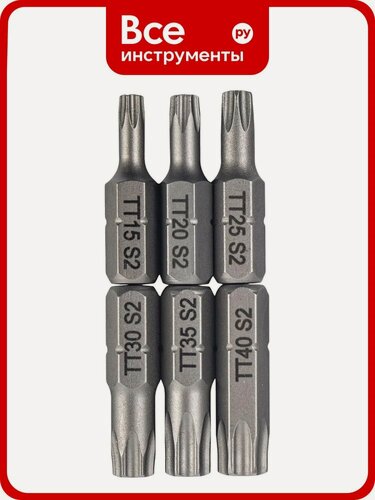 Изображение товара Набор бит VIRA TORX 303243, односторонние, легированная сталь, 25мм, 6шт