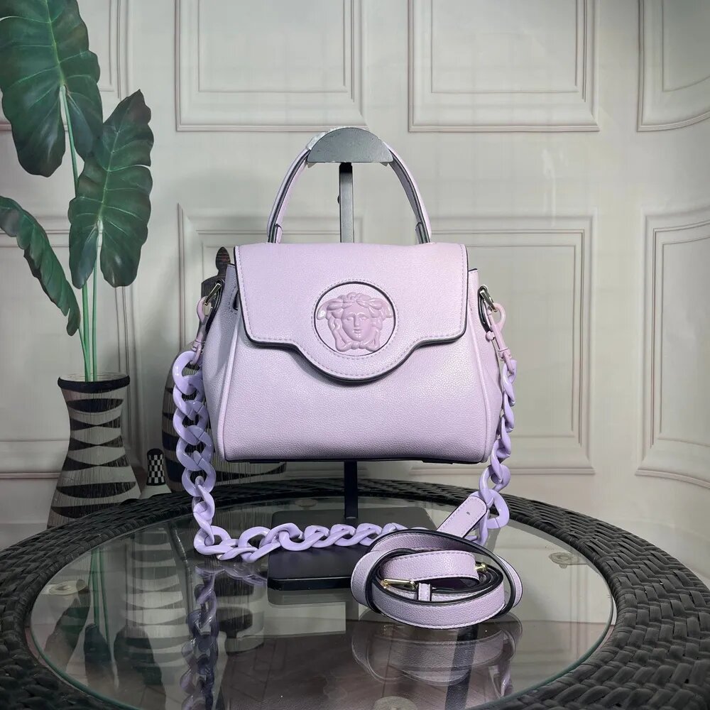 Сумка багет, на плечо Versace, из натуральной кожи, женская, мужская, лавандовая, Весна-лето 2025