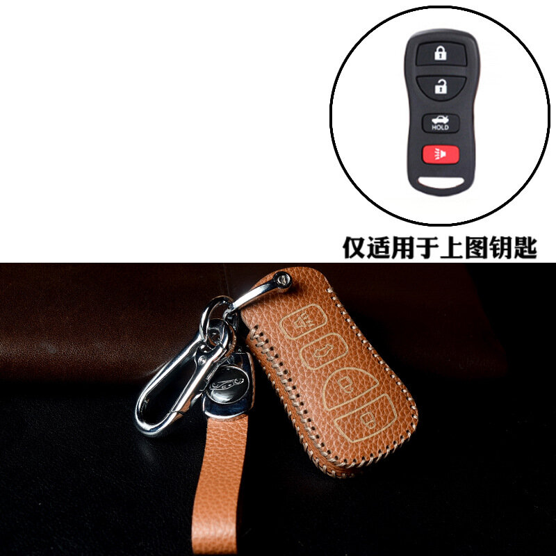 Кожаный чехол для ключей для Daihatsu D-V VX6520, текстура личи, размер 2, коричневый